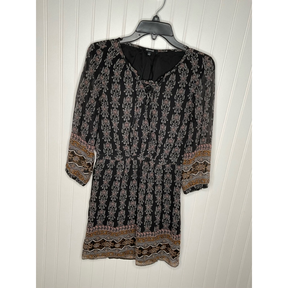 Women’s Madewell Lace Up black boho Dress in Burnished Floral Size 6 - Picture 2 of 6